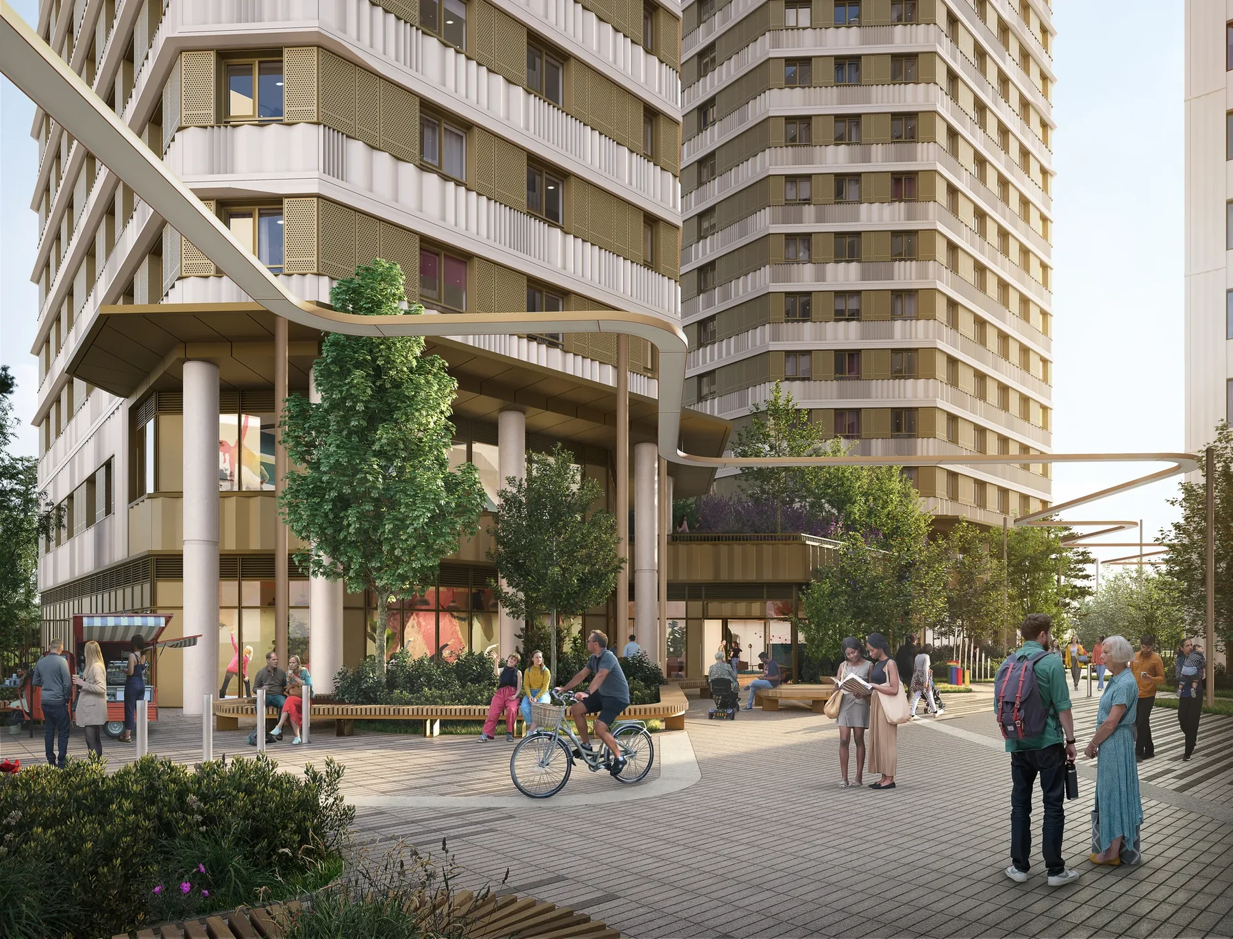 High Road Wembley — wizualizacja placu pomiędzy zabudową